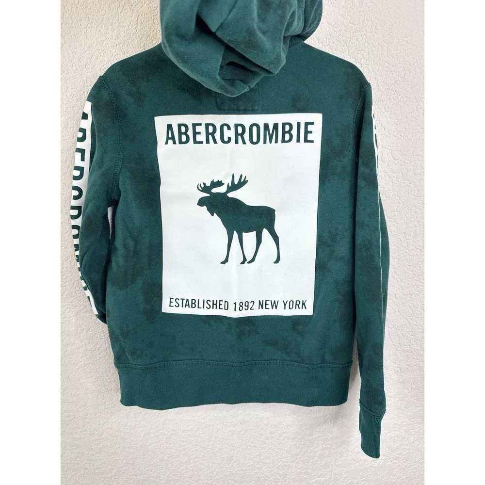 Abercrombie Kids‎ Zip Up Hoodie 5/6 Boys Girls Green Tie Dye Patch Logo Outdoor